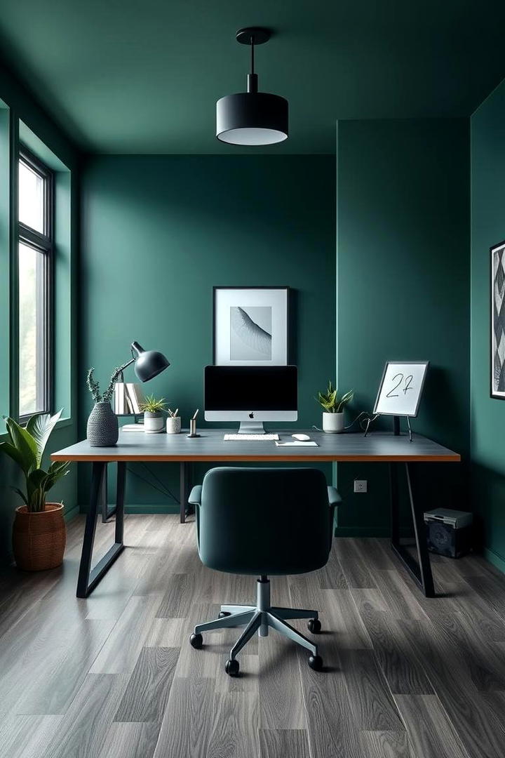 Dark Green Monochrome Look - 30 Dark Green Home Office Ideas