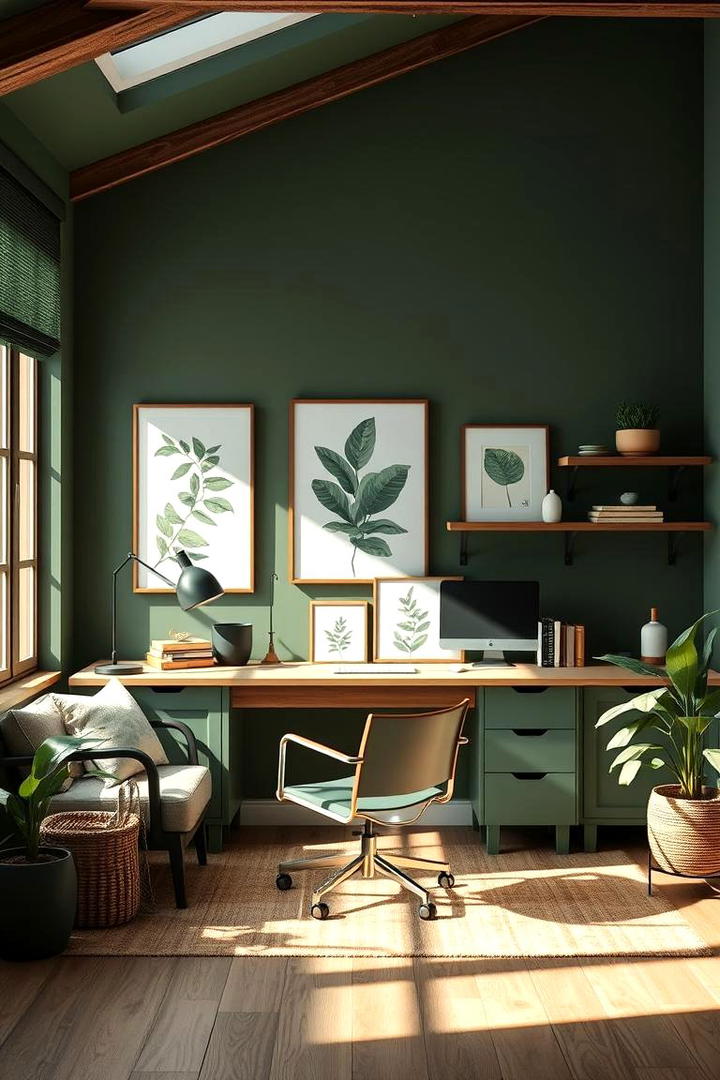 Dark Green Nature Inspired Decor - 30 Dark Green Home Office Ideas