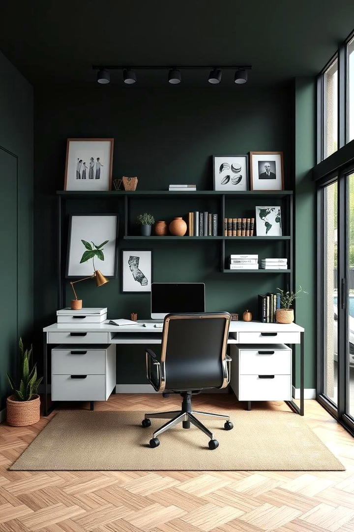 Dark Green Urban Retreat - 30 Dark Green Home Office Ideas