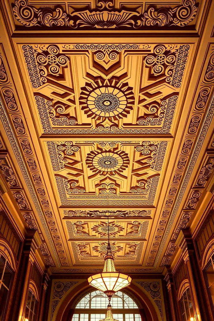 Decorative Ceiling Detailing - 30 Art Deco Interior Design Ideas