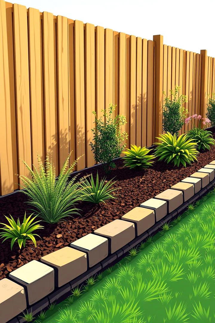 Decorative Edging Feature - 30 Simple Fence Line Landscaping Ideas