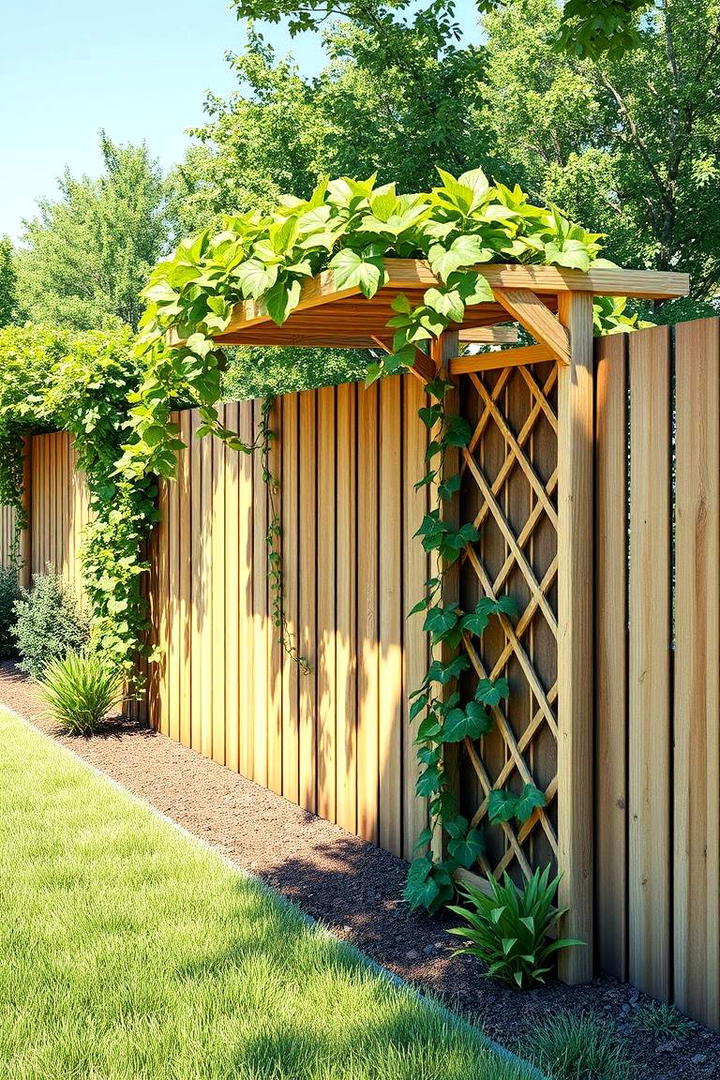 Decorative Trellis Integration - 30 Simple Fence Line Landscaping Ideas