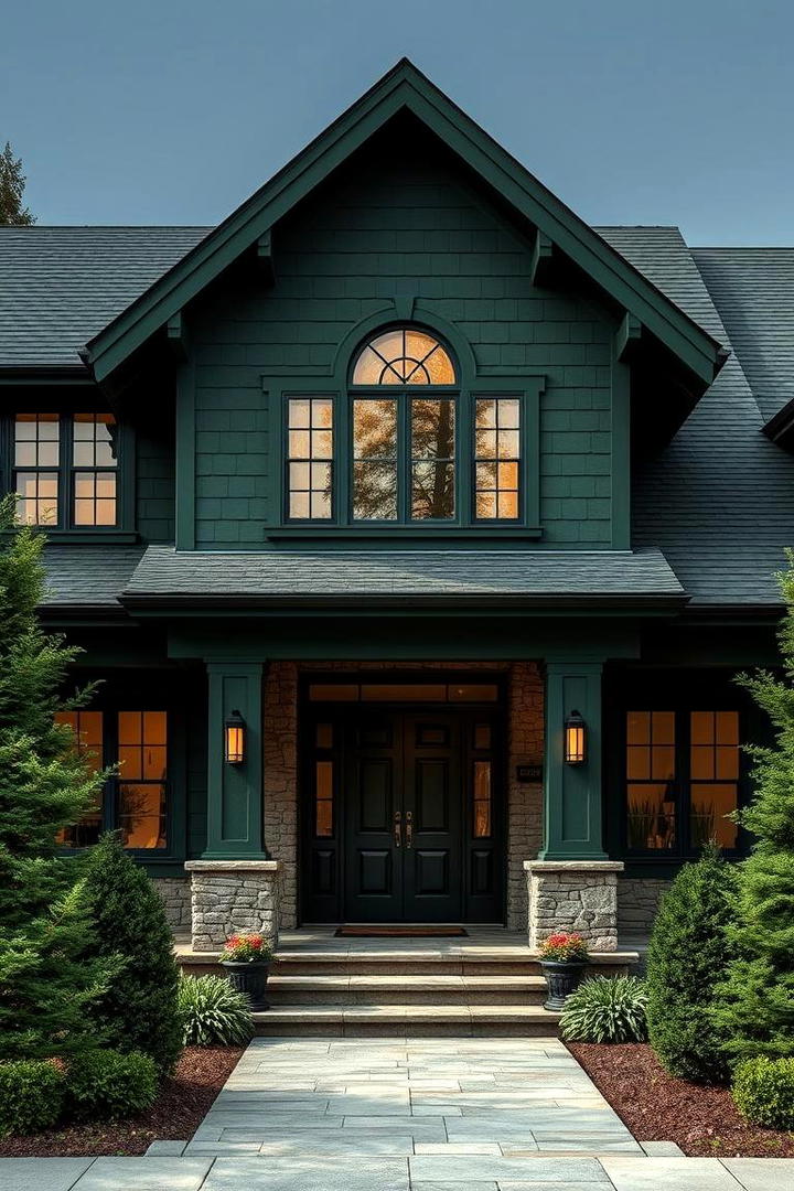 Deep Forest Green Allure - 30 Green Exterior House Paint Ideas