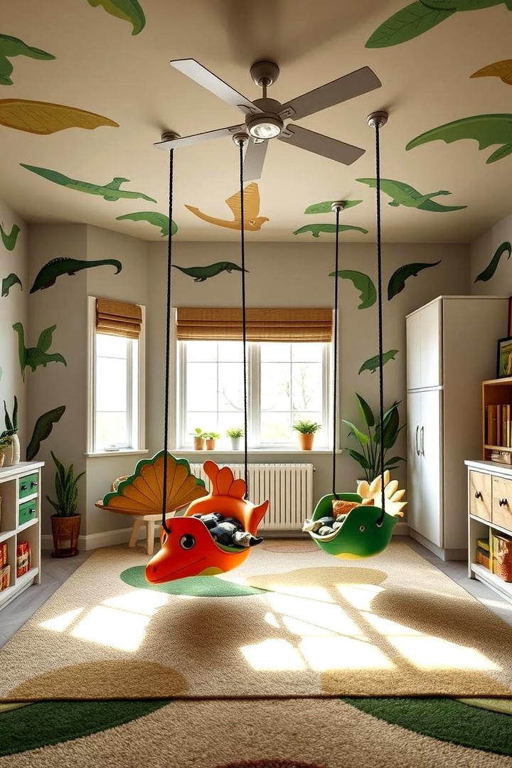 Dino Chair Swings - 30 Dinosaur-themed Kids Room Ideas