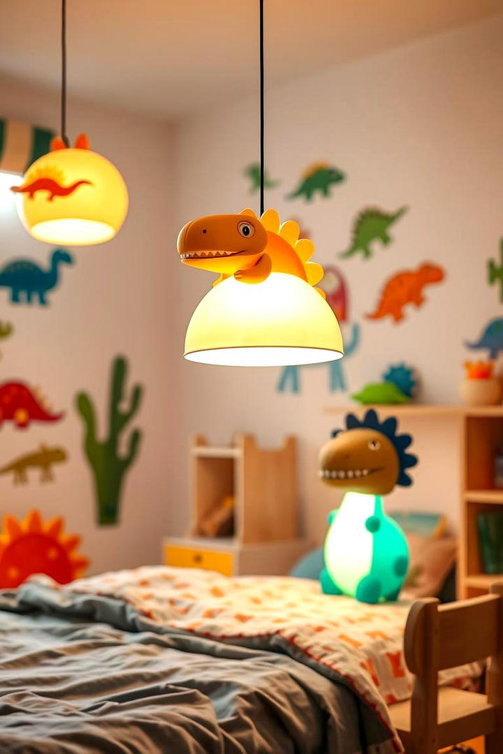 Dinosaur Lamp Shades - 30 Dinosaur-themed Kids Room Ideas