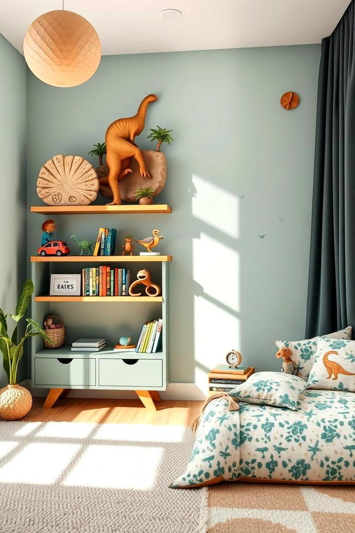 Dinosaur Themed Shelves - 30 Dinosaur-themed Kids Room Ideas