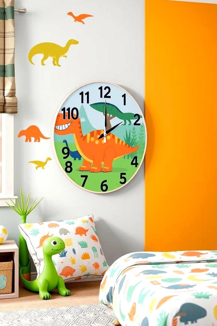 Dinosaur Wall Clocks - 30 Dinosaur-themed Kids Room Ideas