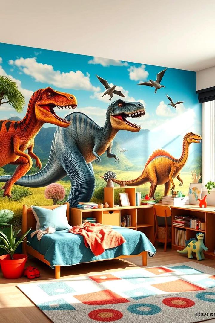 Dinosaur Wall Murals - 30 Dinosaur-themed Kids Room Ideas