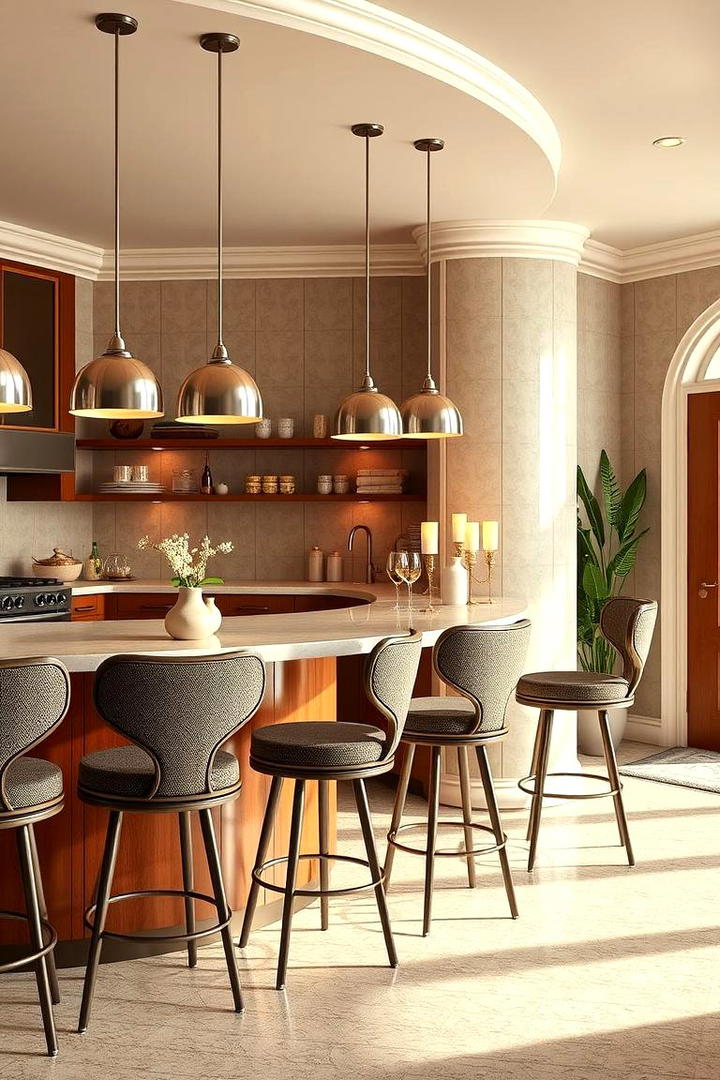 Distinctive Bar Seating - 30 Art Deco Kitchen Ideas