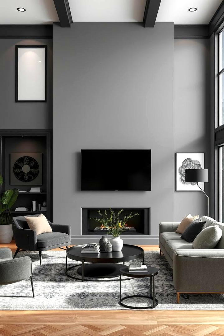 Distinctive Contemporary - 30 living room grey walls black trim