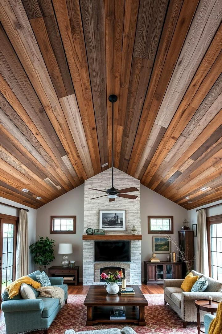 Distressed Plank Ceiling - 30 Rustic Ceiling Ideas