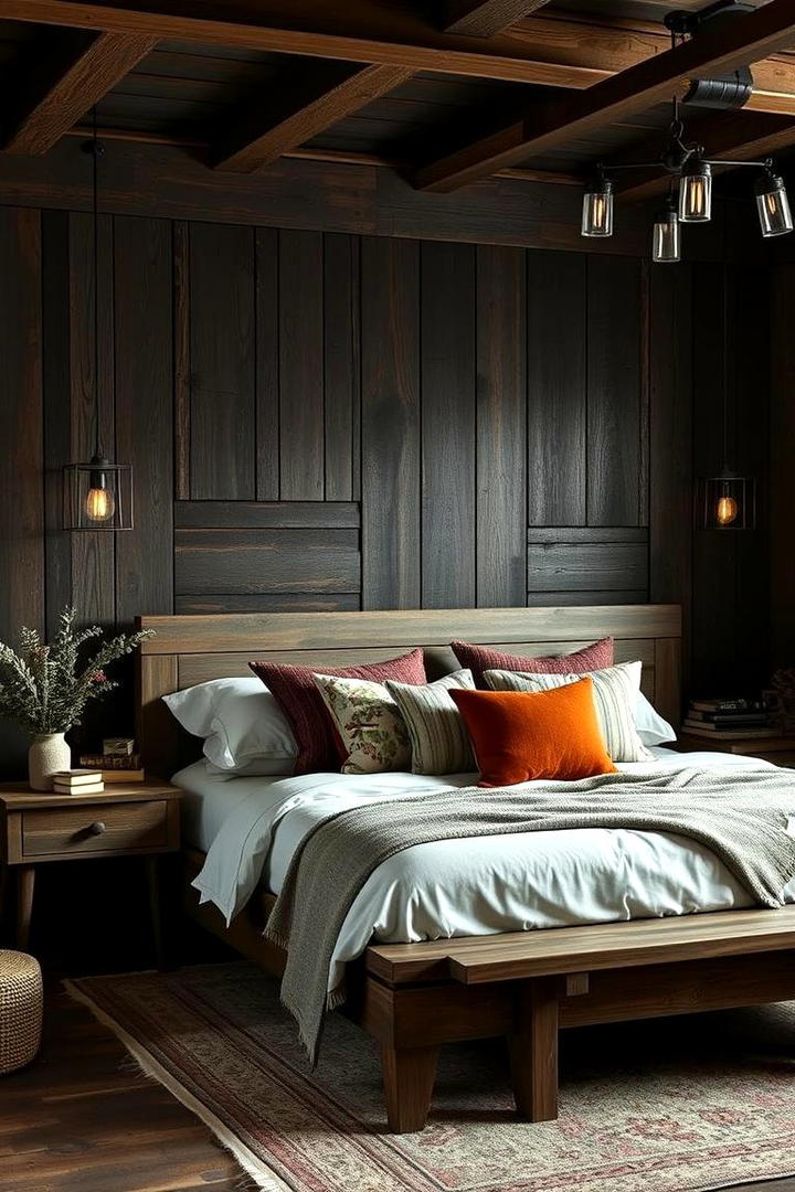 Distressed Wood Elements - 30 Dark Boho Bedroom Ideas