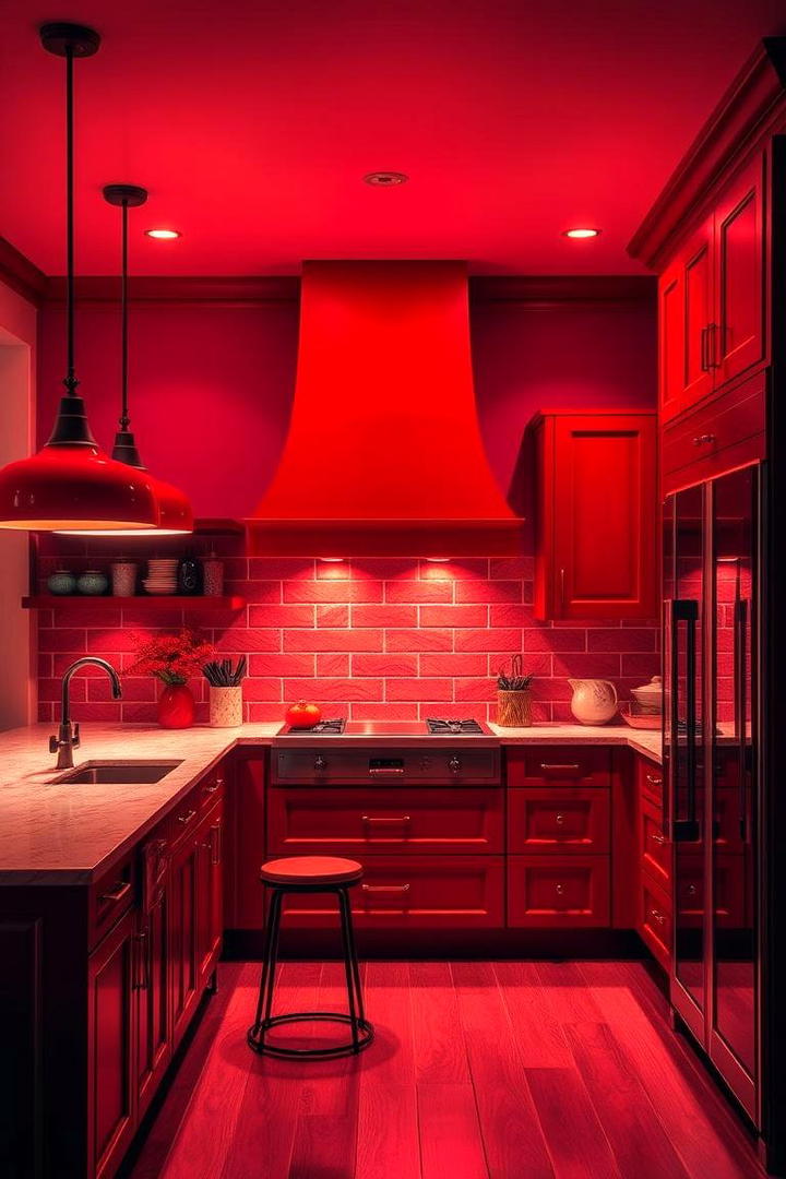 Dramatic Red Lighting Fixtures - 30 Red Kitchens