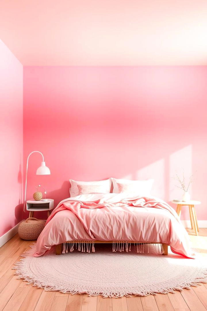 Dreamy Pink Ombre Walls - 30 Pink Boho Bedroom Ideas