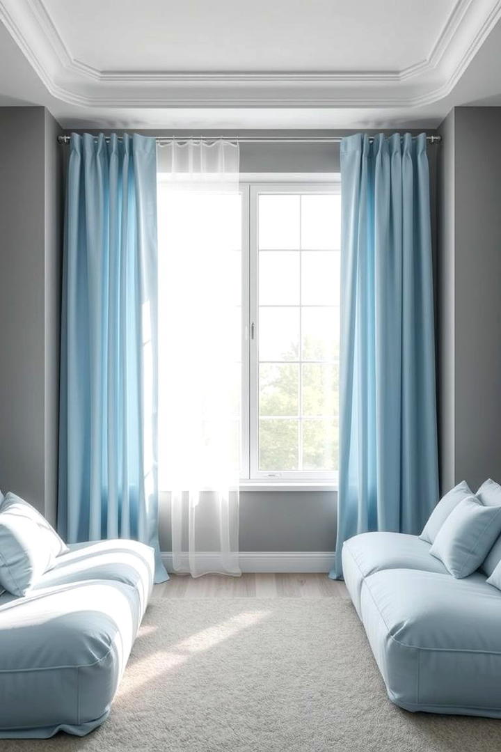 Dreamy Sky Blue Serenity - 30 What Color Curtains Go With Gray Walls