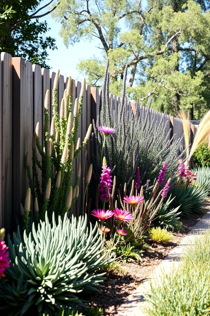 Drought Tolerant Flora Feature - 30 Simple Fence Line Landscaping Ideas