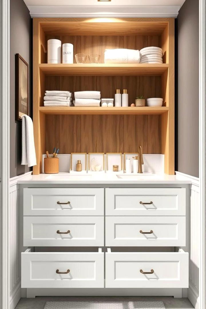 Dual Tier Storage Vanity - 30 Small Bathroom Vanity Ideas