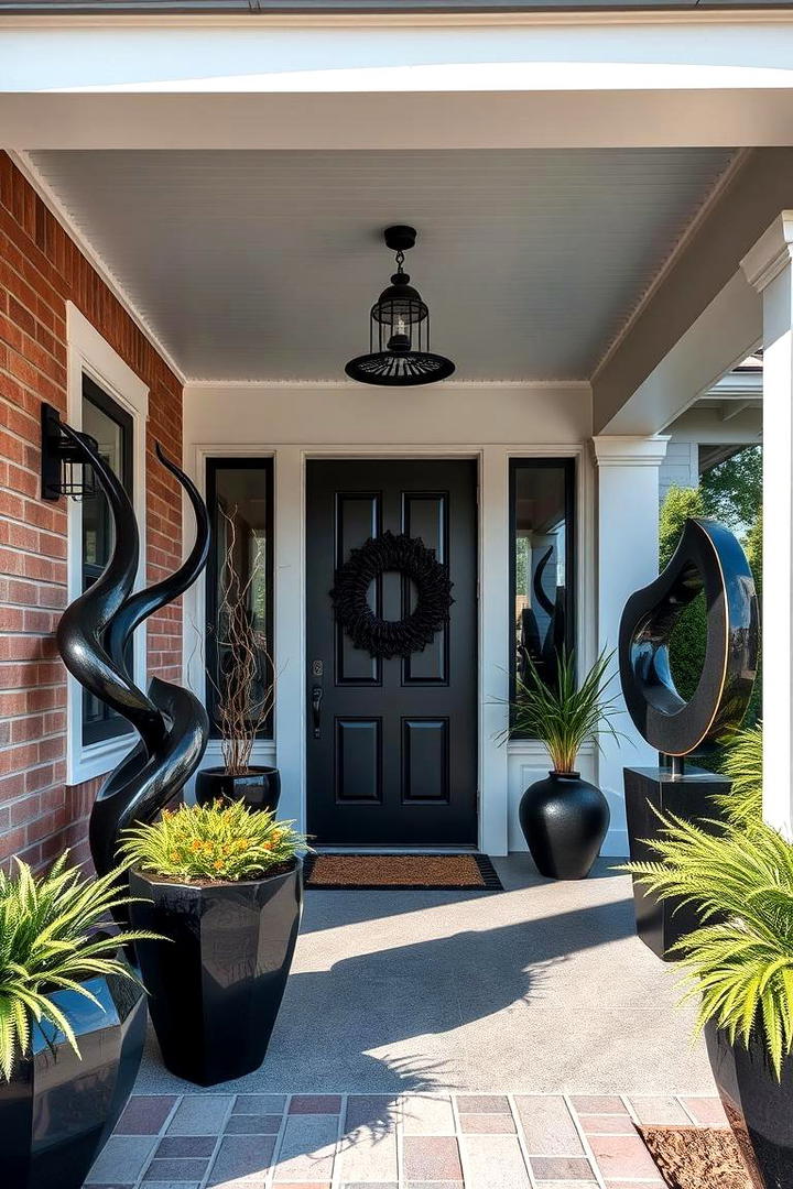 Dynamic Black Outdoor Art Pieces - 30 Black Porch Ideas