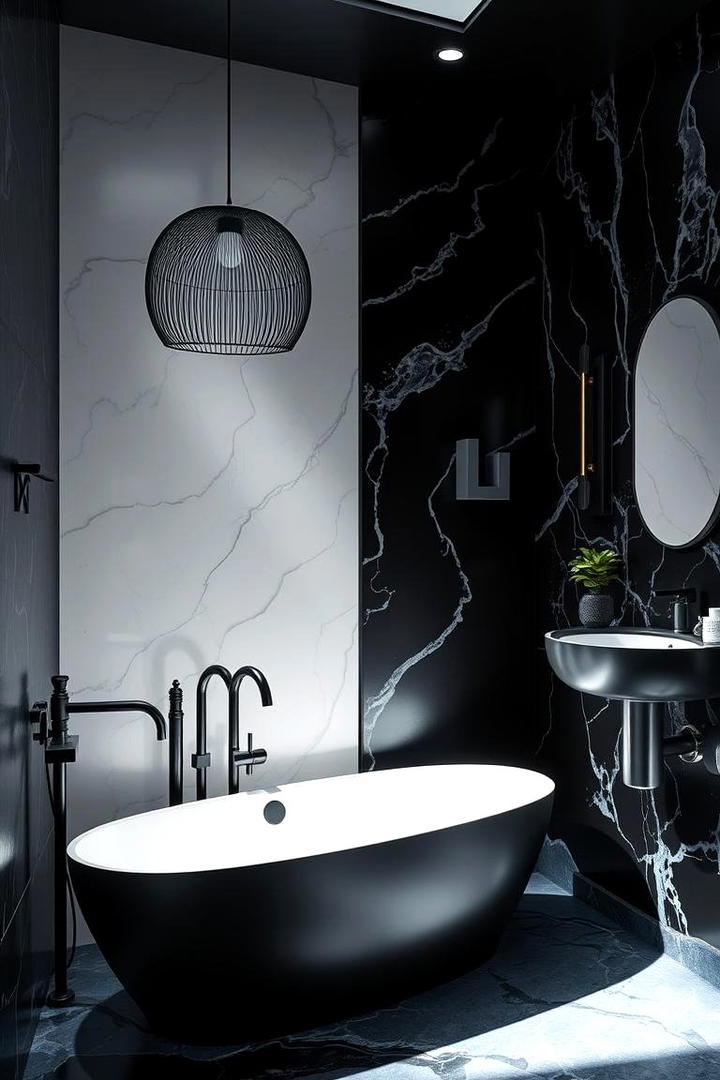 Dynamic Black and Blue Bathroom Landscape - 30 black and blue bathroom ideas