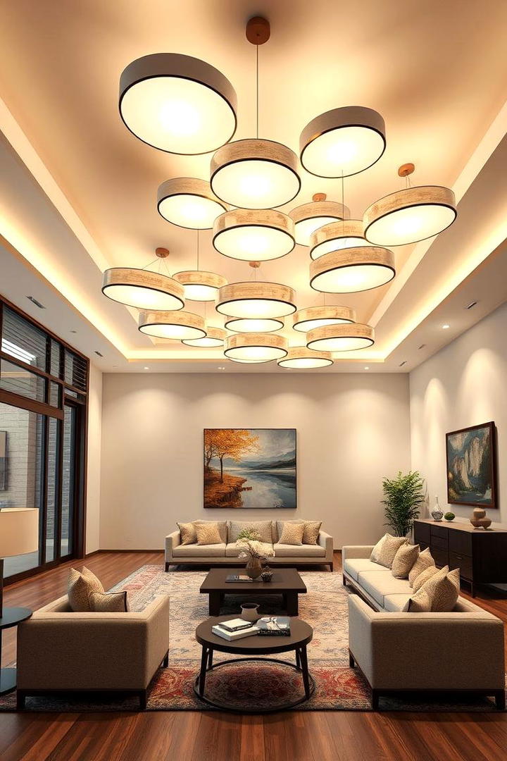 Dynamic Clustered Designs - 30 Living Room Ceiling Lighting Ideas