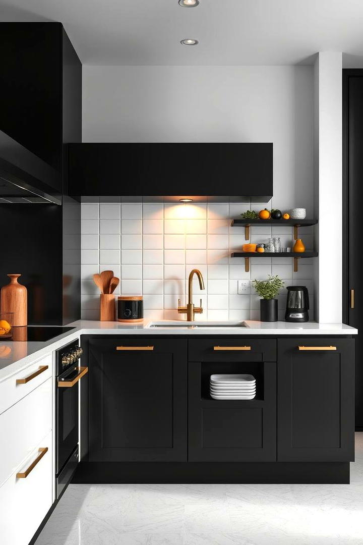 Dynamic Color Balance - 30 black white and gold kitchen ideas