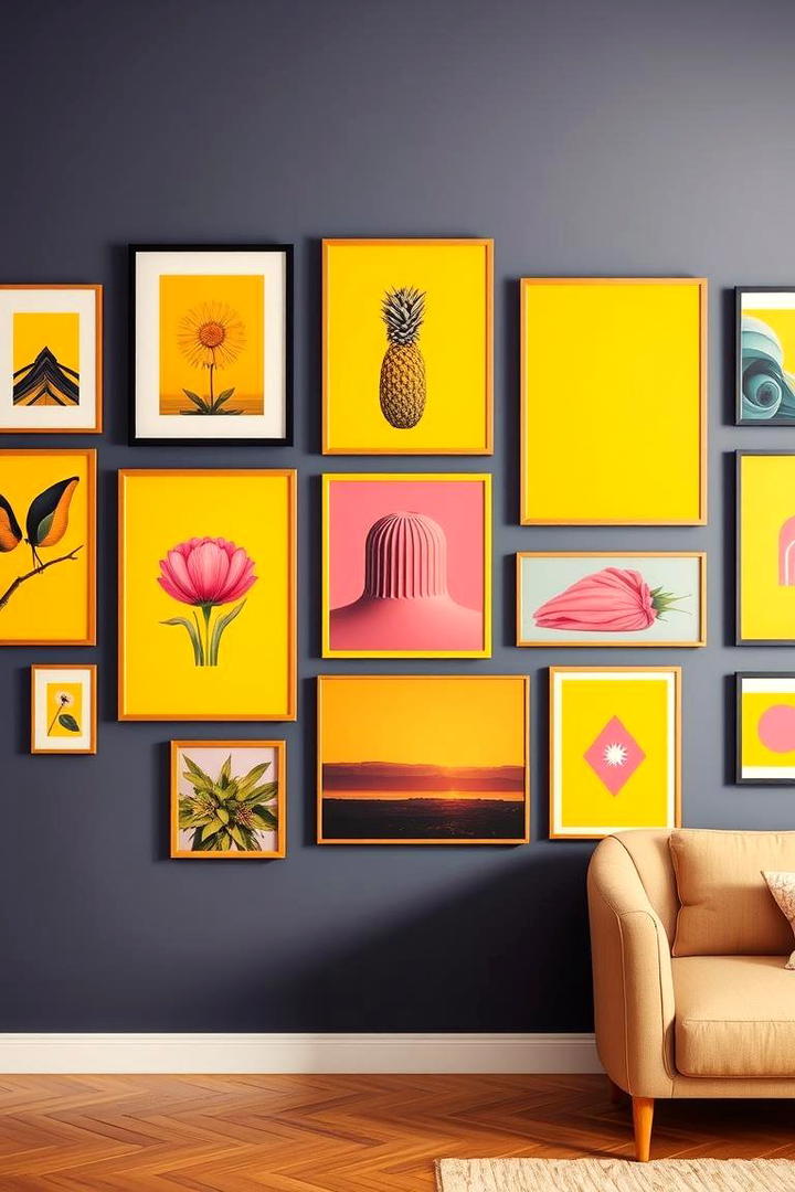 Dynamic Gallery Walls - 30 How to Decorate With Yellow and Pink