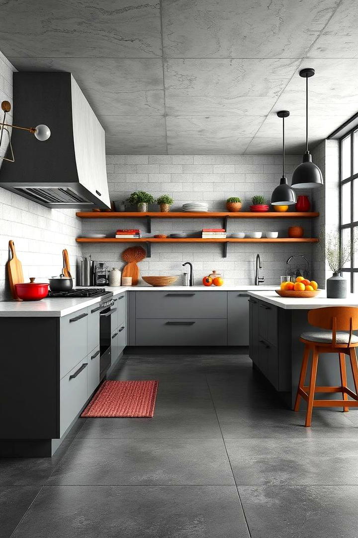 Dynamic Grey Kitchen with Bold Textures - 30 Kitchens With Grey Floors