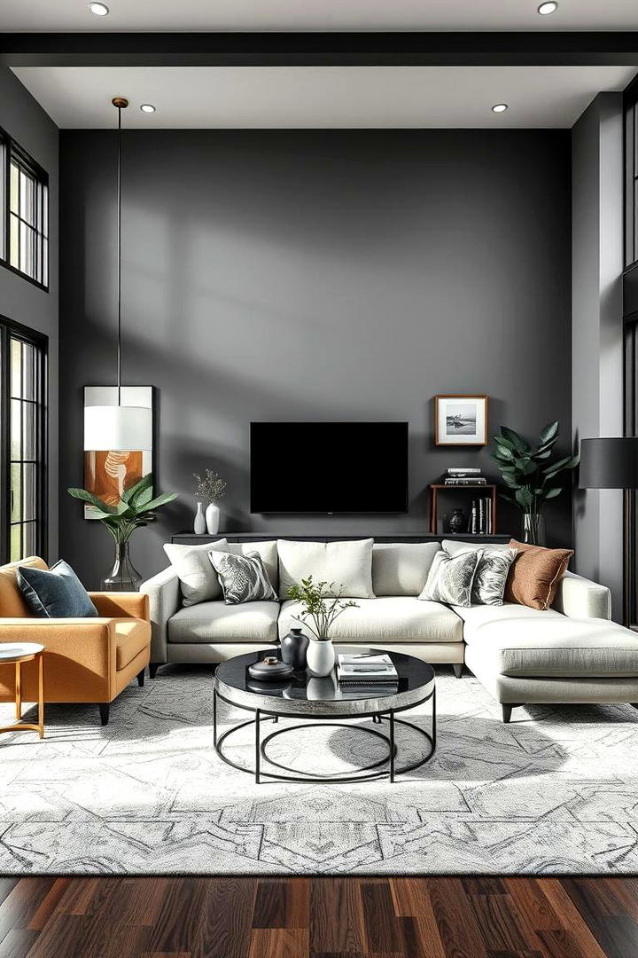 Dynamic Modern Expression - 30 living room grey walls black trim