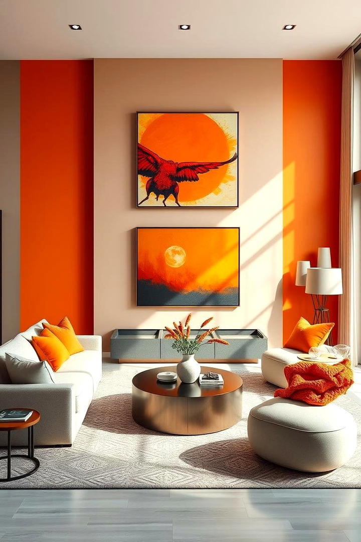 Dynamic Orange Highlights - 30 Colorful Living Room Ideas