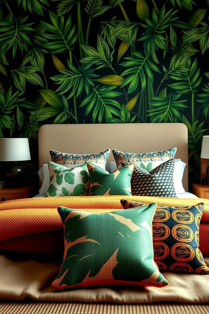 Dynamic Patterned Pillows - 30 Jungle-themed Bedroom Ideas