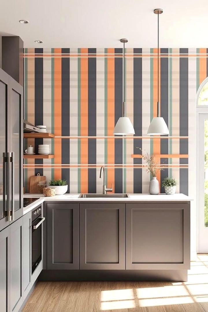 Dynamic Stripe Designs - 30 Kitchen Wallpaper Ideas