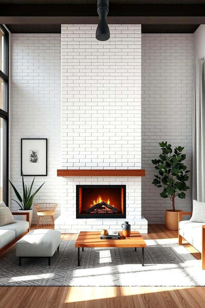 Dynamic White Brick Aesthetics - 30 White Brick Fireplace Ideas