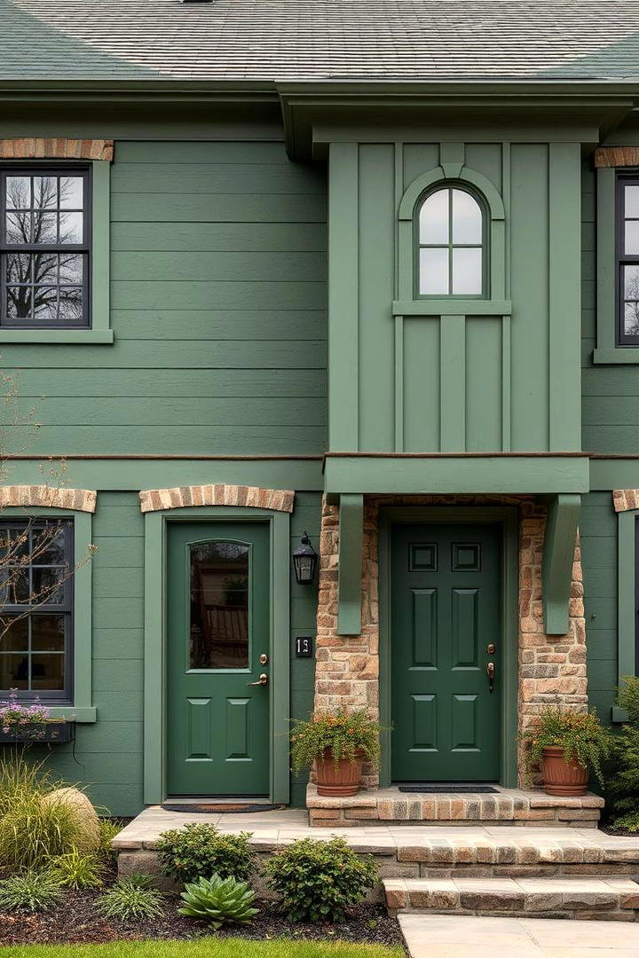 Earthy Fern Green Tones - 30 Green Exterior House Paint Ideas