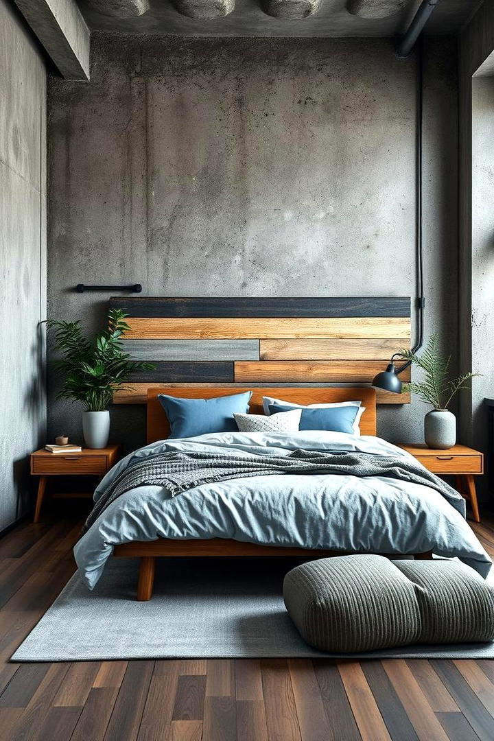 Earthy Industrial Blend - 30 Blue and Grey Bedroom Ideas