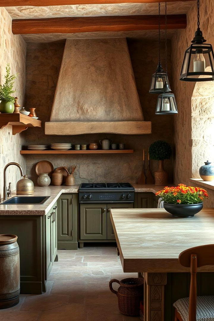 Earthy Stone Details - 30 Spanish Style Kitchen Ideas