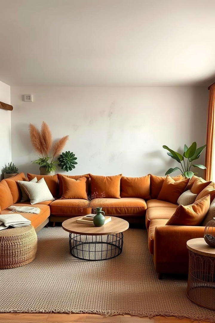 Earthy Toned Sectional Arrangements - 30 Sectional Living Room Ideas