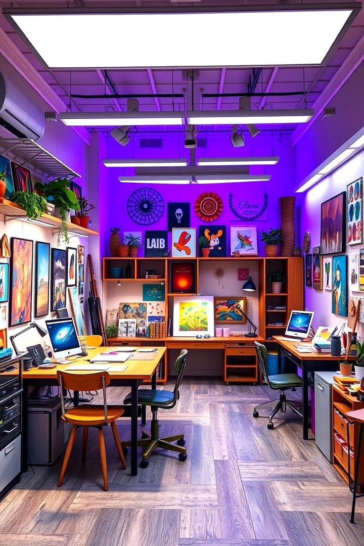 Eclectic Art Studio Lights - 30 Aesthetic Room Ideas With Led Lights