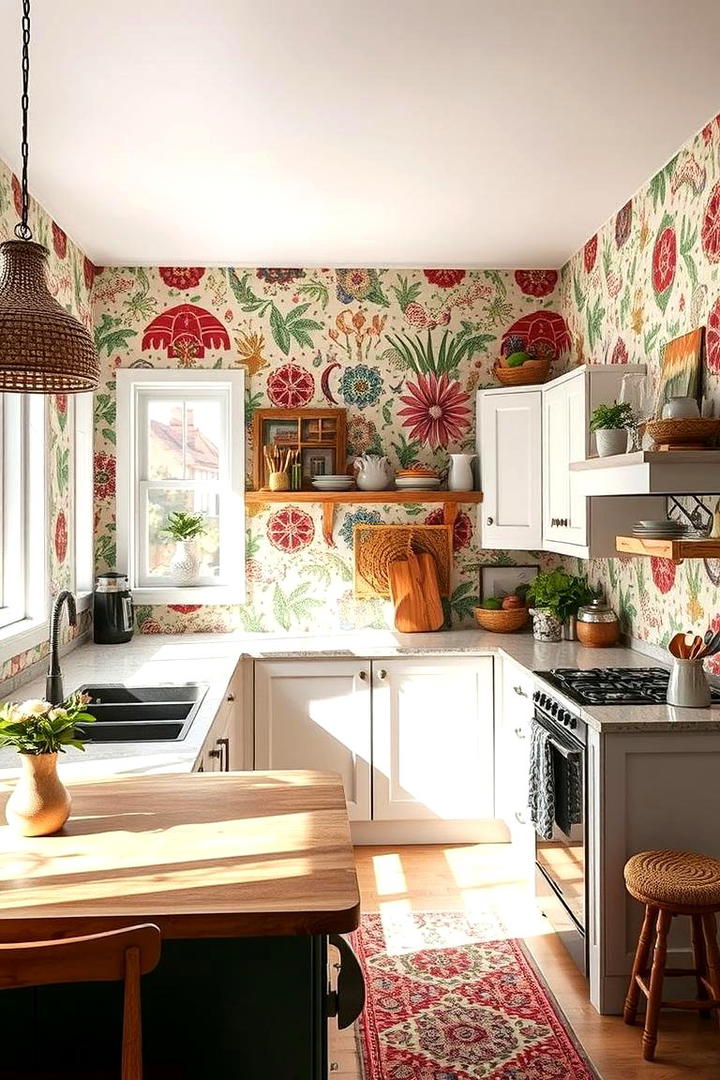 Eclectic Bohemian Mix - 30 Kitchen Wallpaper Ideas