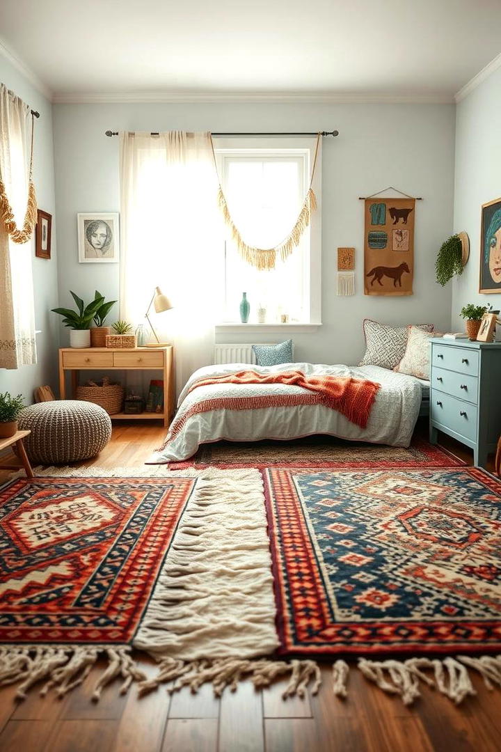 Eclectic Floor Rugs - 30 Boho Teen Bedroom Ideas