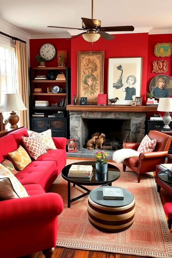 Eclectic Red Mix - 30 Red Living Room Ideas