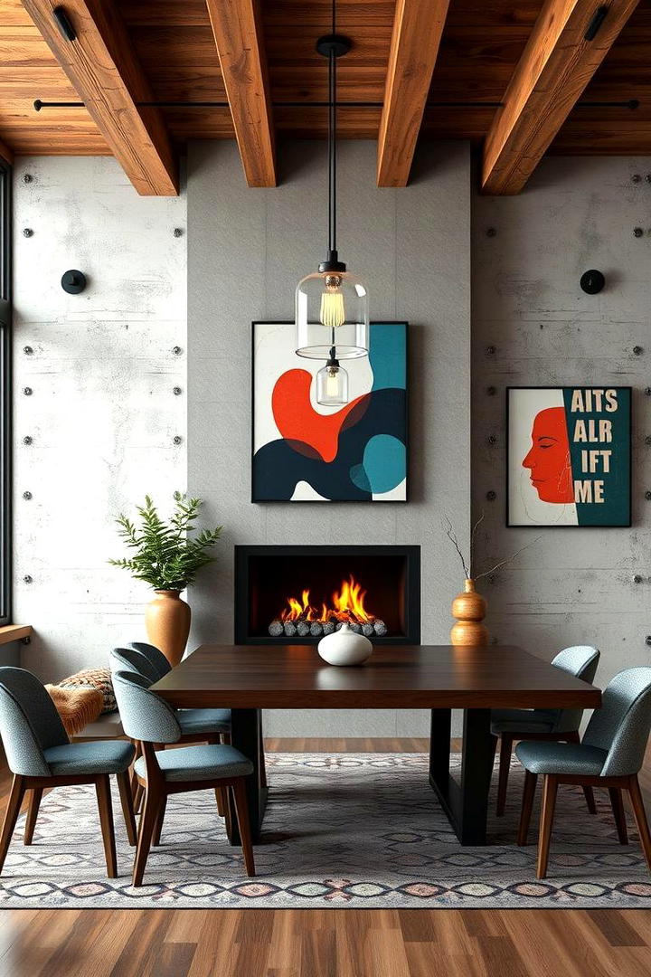 Eclectic Urban Vibe - 30 Dining Room With Fireplace