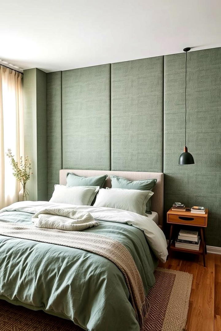 Eco Fabric Panelling - 30 Green Panelling Bedroom Ideas