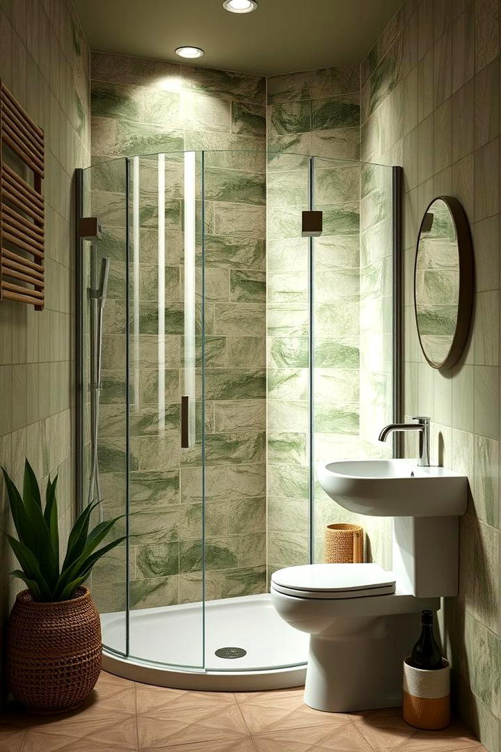 Eco Friendly Green Shower Corner - 30 Corner Shower Ideas