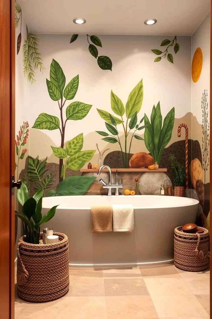 Eco Friendly Nature Motif - 30 Bathroom Mural Ideas