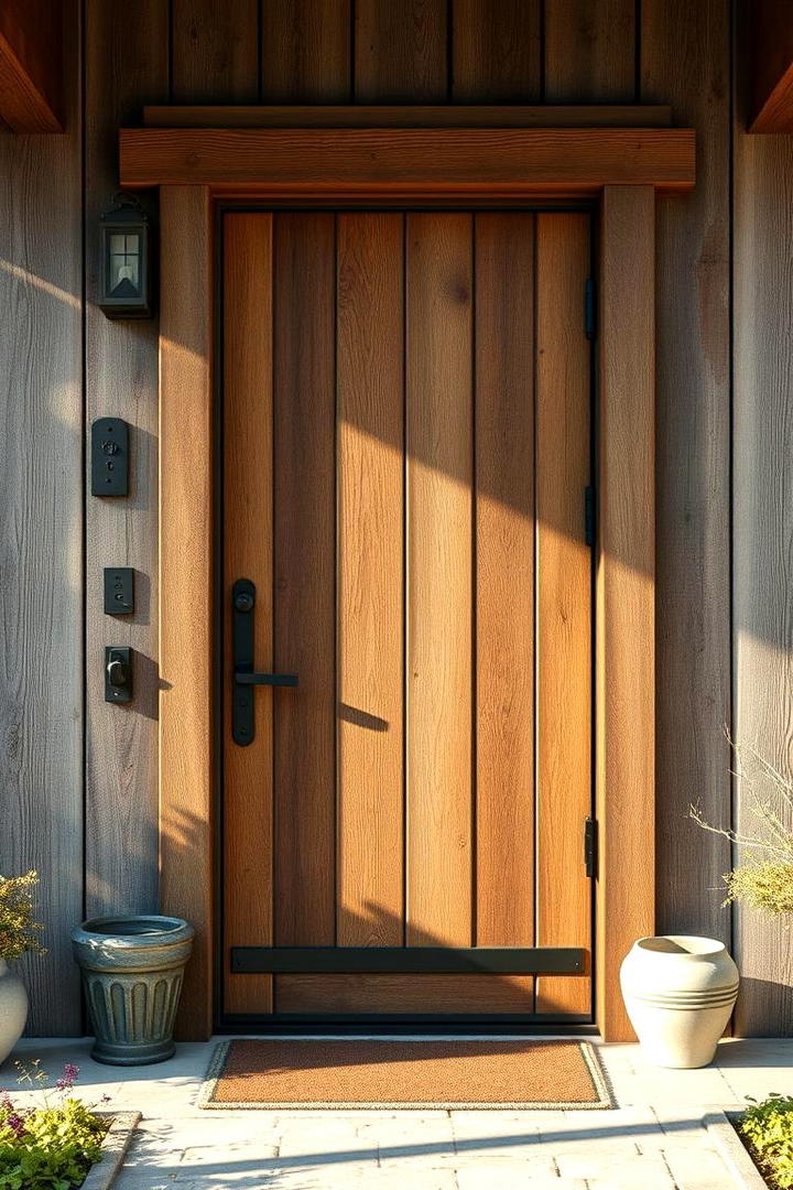 Eco Friendly Reclaimed Material Door - 30 Farmhouse Front Door Ideas