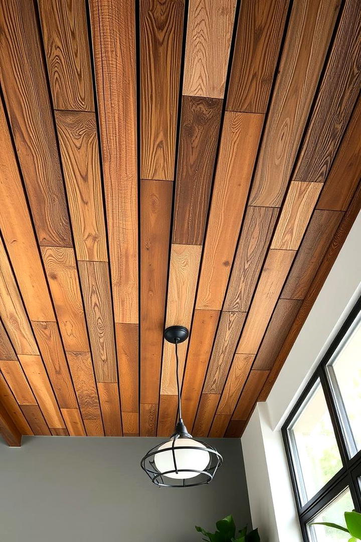 Eco Friendly Reclaimed Wood Slat Ceiling - 30 Wood Slat Ceiling Ideas