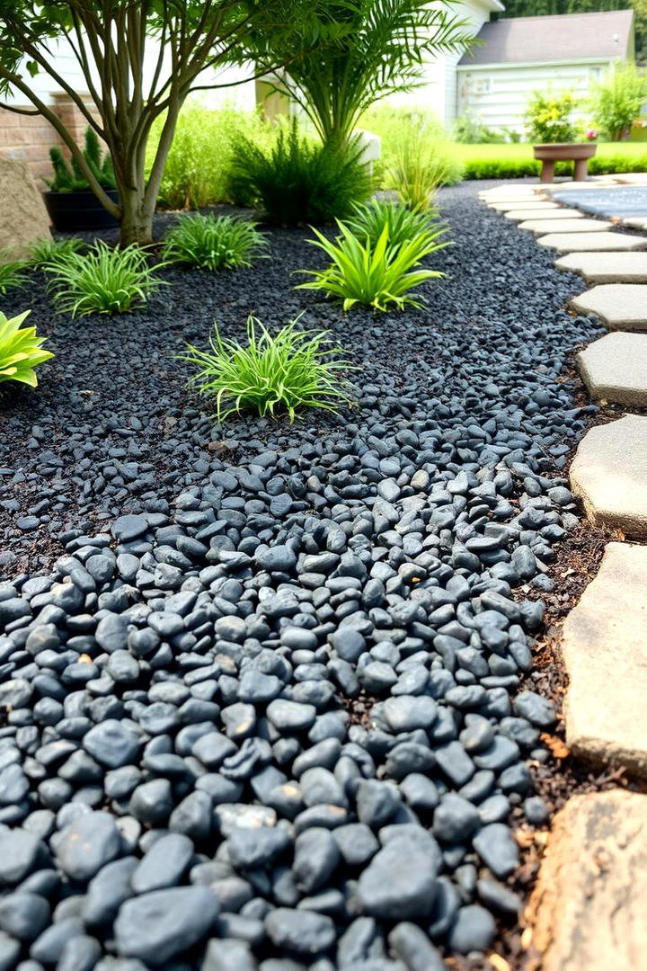 Eco Friendly Rock Mulching - 30 Black River Rock Landscaping Ideas