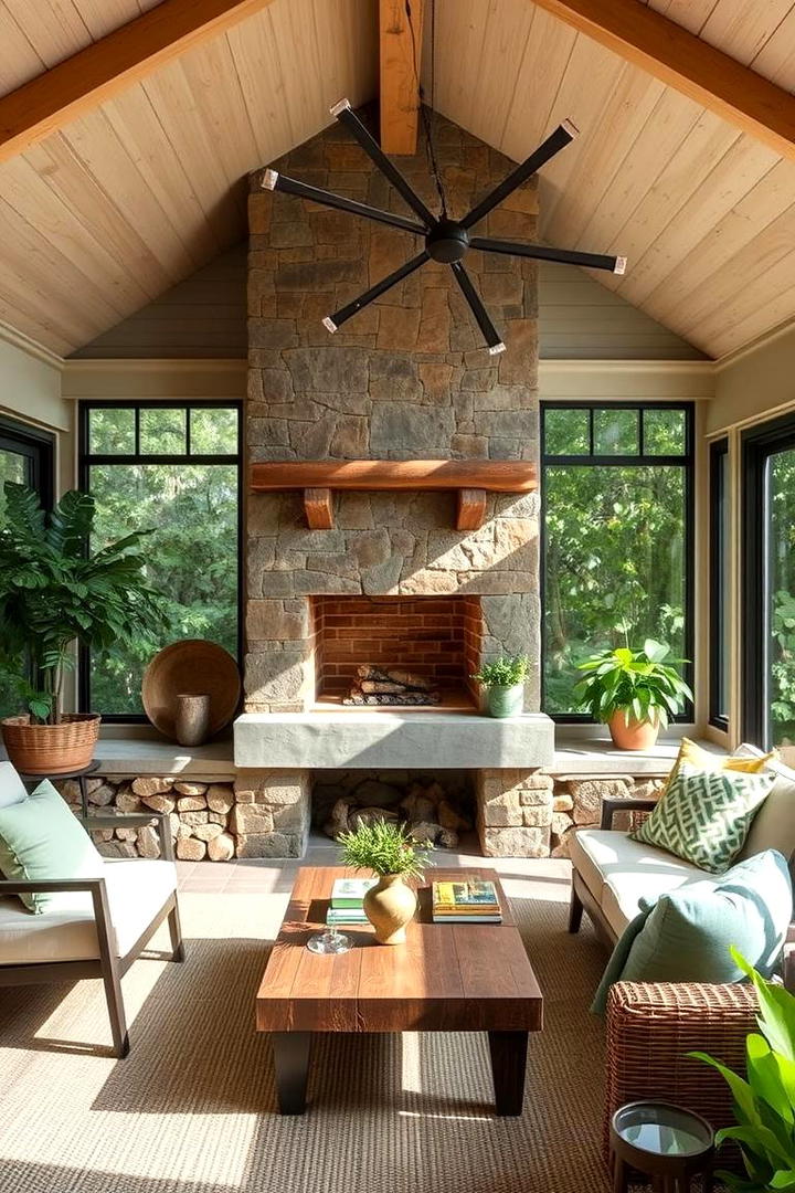 Eco Friendly Sunroom with Sustainable Fireplace Option - 30 Sunroom With Fireplace