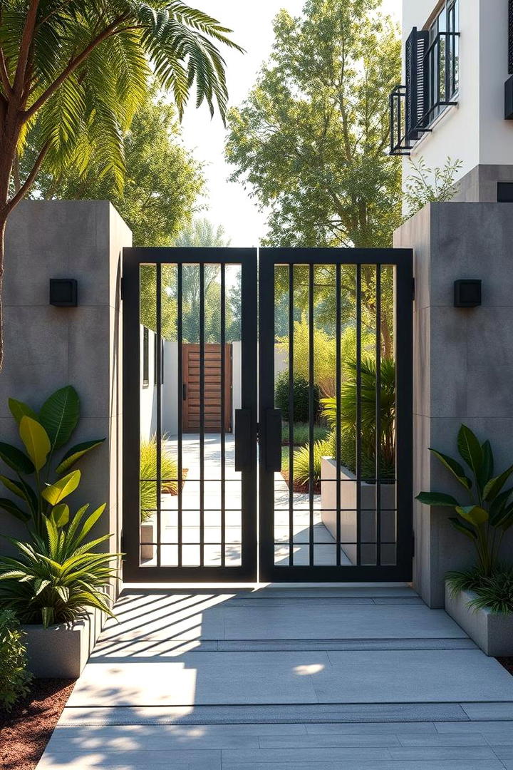 Eco Modern Gate with Planters - 30 Front Gate Ideas