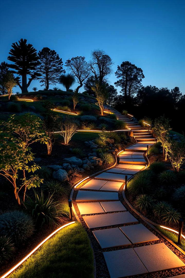 Edge Lighting for Nighttime Safety - 30 hillside landscaping ideas